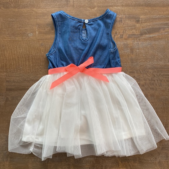 Pink & Violet dress, chambray upper and tulle skirt, size 2T - Picture 2 of 4